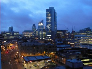 Breakfast with a view this morning from Crowne Plaza level 7, 100 Shoreditch High Street