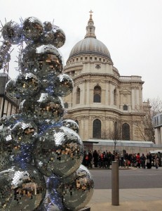 Christmas in the city: looking across to St Paul's beautiful cathedral from One New Change centre