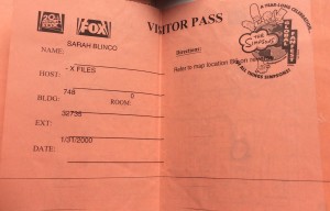 The X-Files travel blog visitor pass