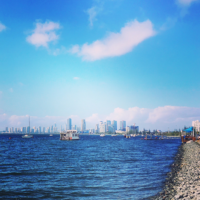 Brisbane to Gold Coast – along the waterfront coming into Surfers Paradise Gold Coast