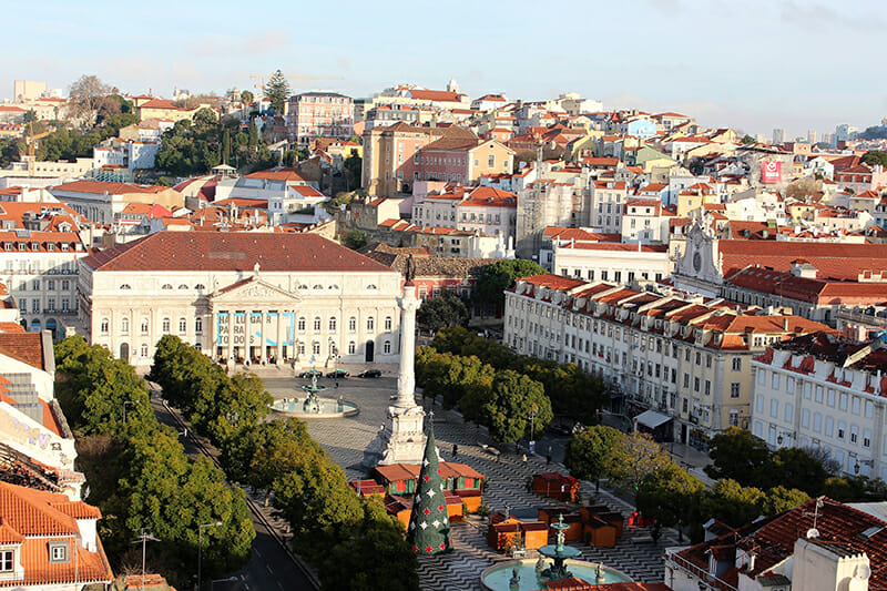 3 days in Lisbon - overlooking Rossio Square from Santa Justa Lift