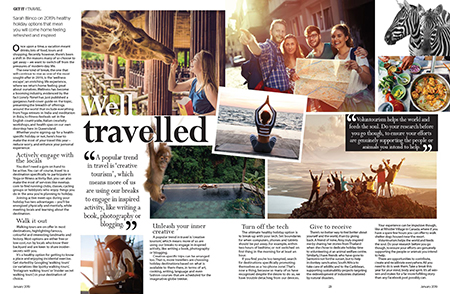 Creative travel and wellness escapes featured in the January 2019 issue of Get it Magazine 
