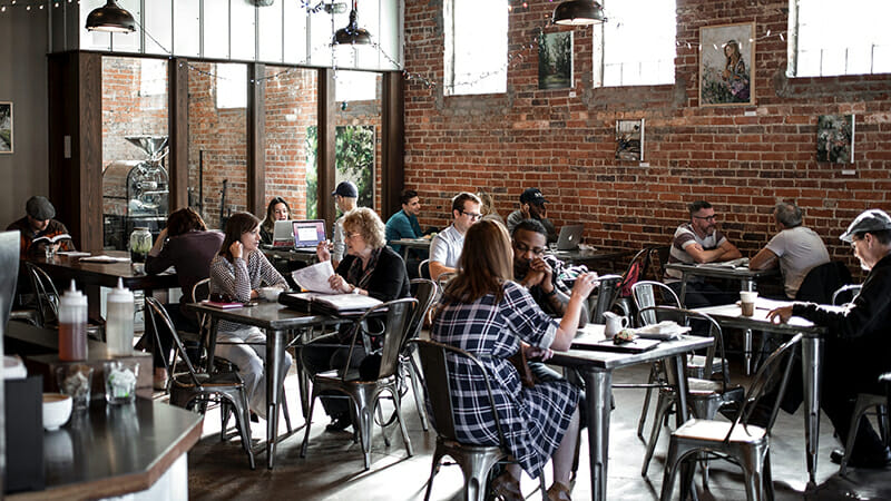 a coworking cafe needs just the right amount of buzz