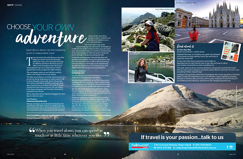 Lone travel magazine feature - Get it Magazine